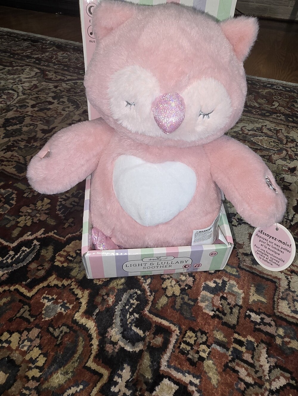 Soft Pink Plush Owl Soother with Light And Sound